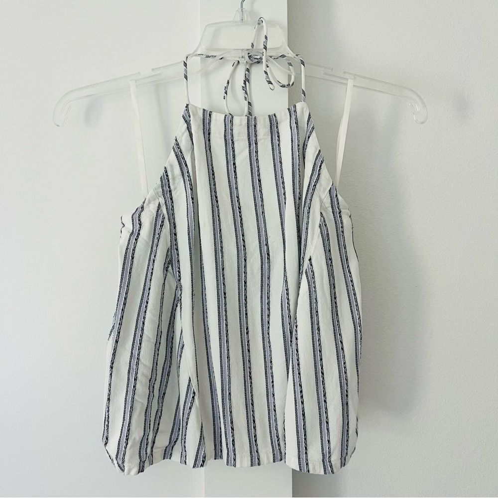 Club Monaco Stripe Halter Top Navy White sz Small